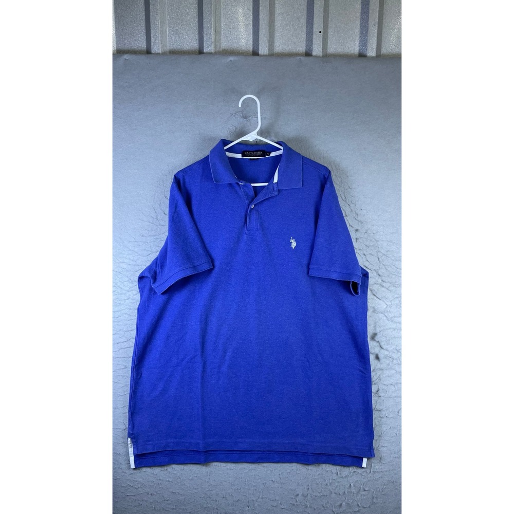 U.S. Polo Assn. Polo Shirt Mens 2XL Blue Excellent Ultimate Pique Short Sleeve